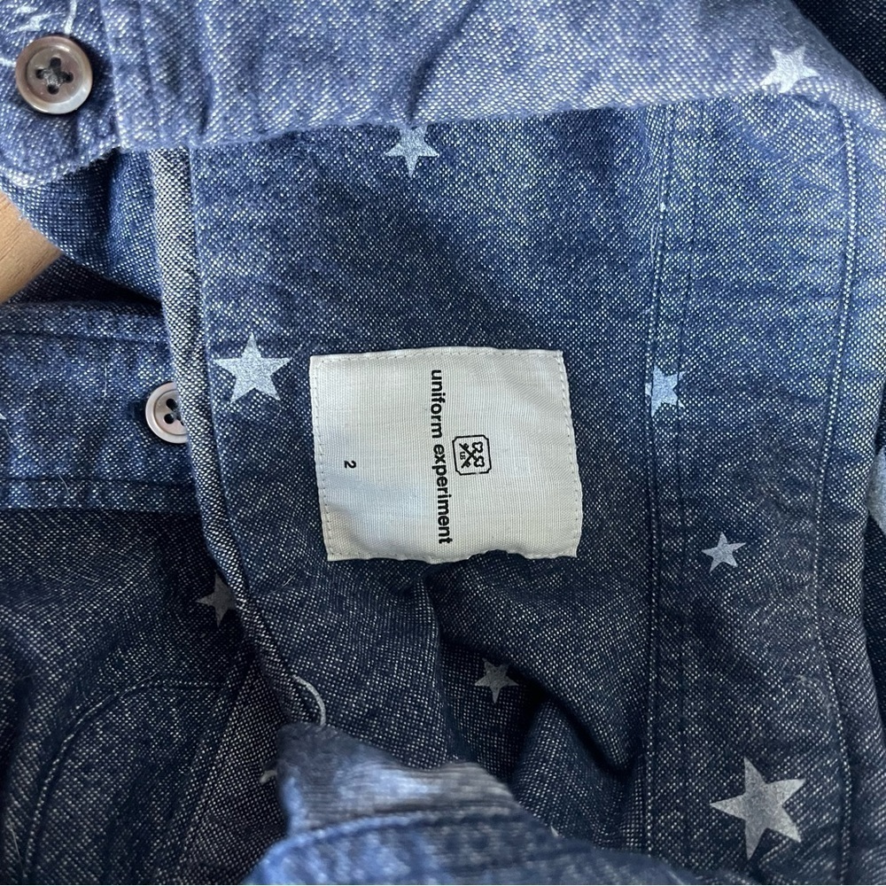 UNIFORM EXPERIMENT x FRAGMENT sz 2 M Long Sleeve Button Down Shirt Stars - Picture 10 of 10